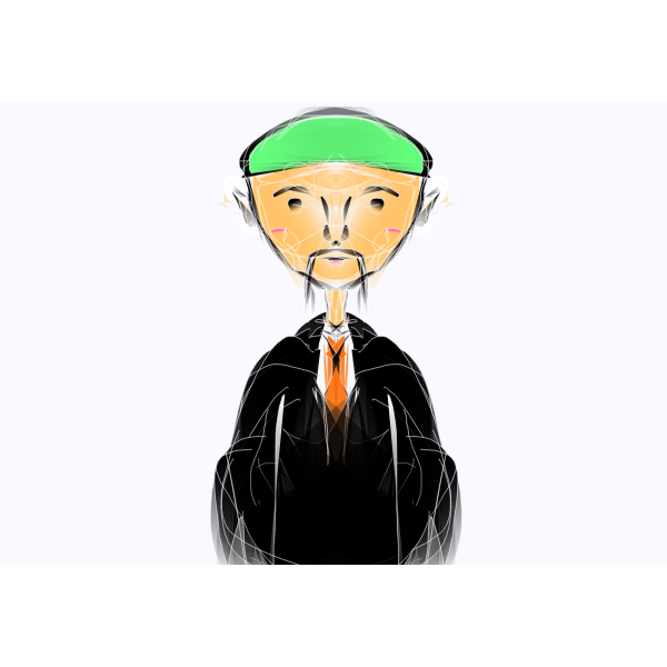 SVG Vector illustration of green-haired old man