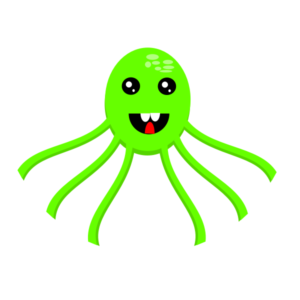 SVG Vector illustration of green smiling octopus