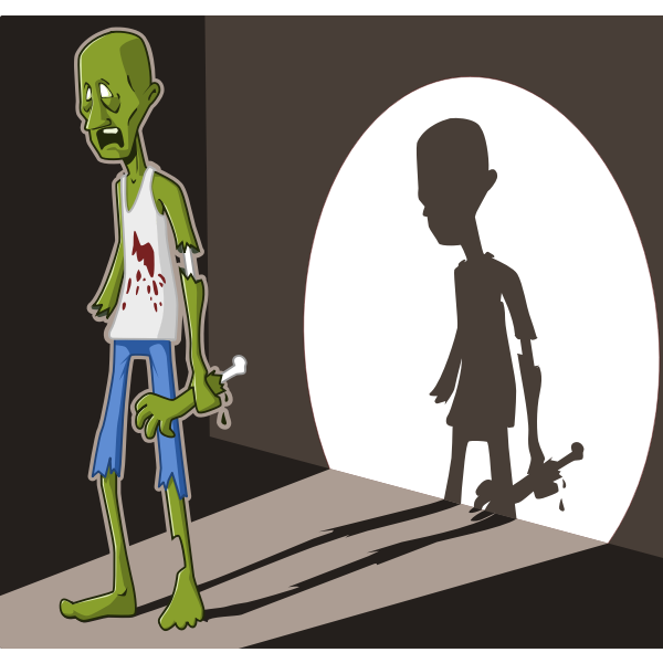 SVG Vector illustration of green zombie in spotlight