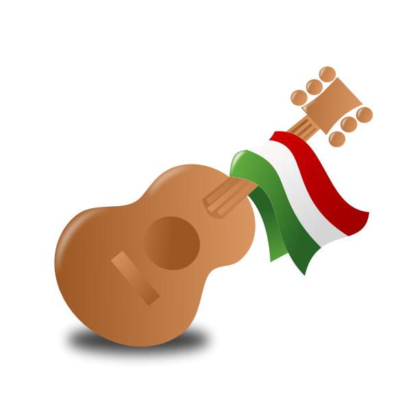 SVG Vector illustration of guitar and flag on it