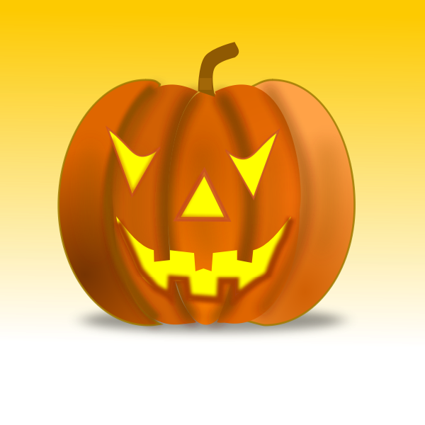 SVG Vector illustration of Halloween pumpkin on yellow background