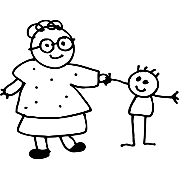 SVG Vector illustration of hand drawn mom holding son039s hand