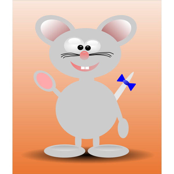 SVG Vector illustration of happy cartoon mouse standing with orange background