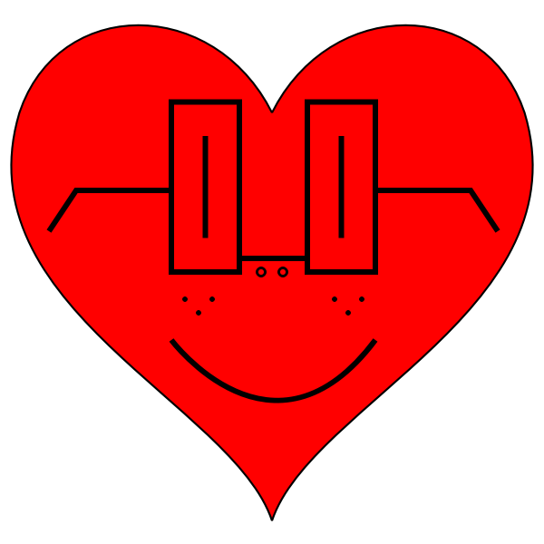 SVG Vector illustration of heart with square glasses