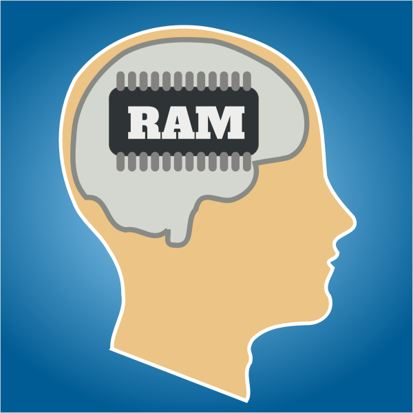 SVG Vector illustration of human brain as RAM memory