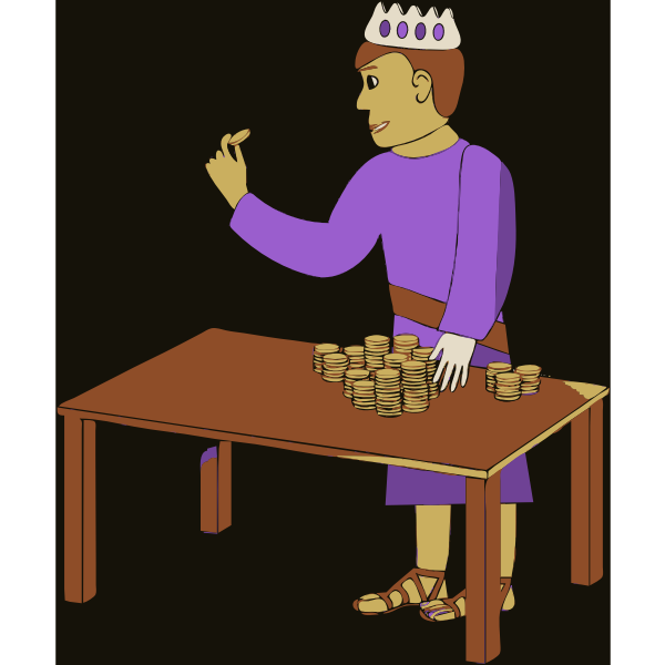 SVG Vector illustration of king counting his money