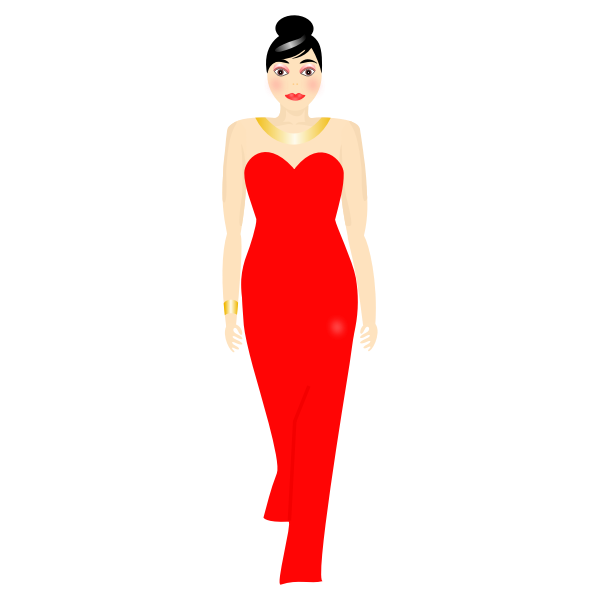 SVG Vector illustration of lady in long red dress