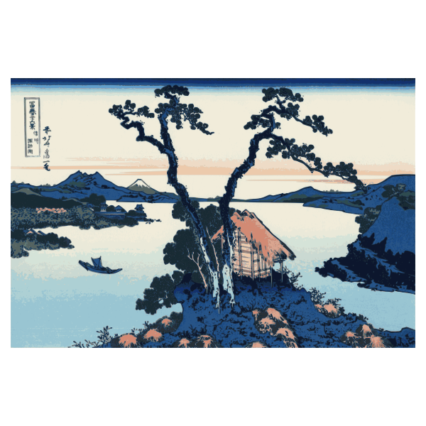 SVG Vector illustration of Lake Suwa in the Shinano Province