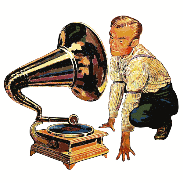 SVG Vector illustration of man and a gramophone