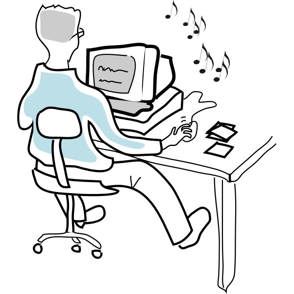 SVG Vector illustration of man at computer