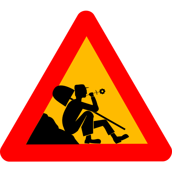 SVG Vector illustration of man resting at construction site traffic sign