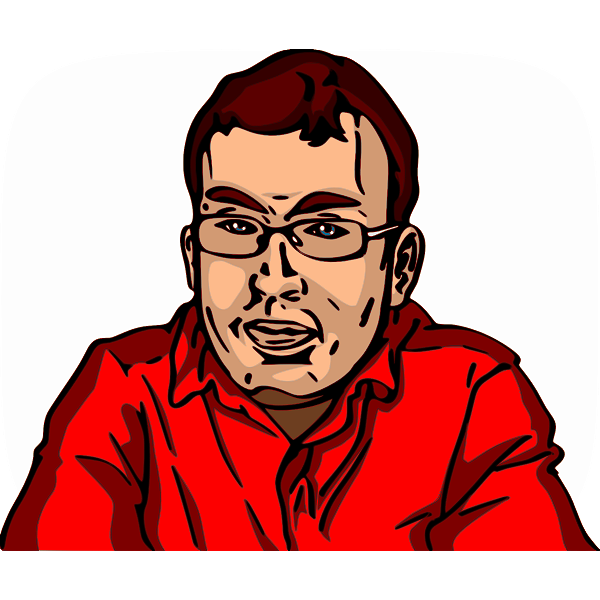 SVG Vector illustration of man with glasses and red shirt