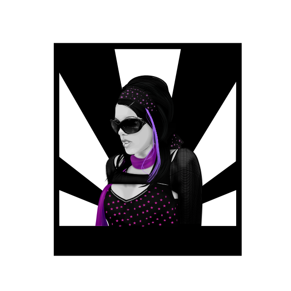 SVG Vector illustration of modern style woman with rays behind