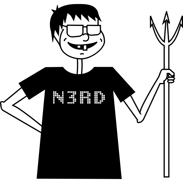 SVG Vector illustration of nerd with a pitchfork