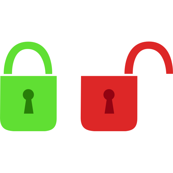 SVG Vector illustration of open and close lock pictograms