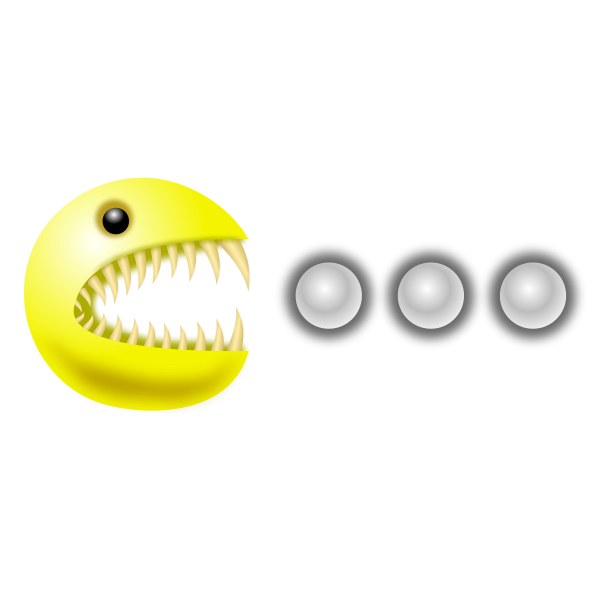SVG Vector illustration of pacman monster eating pills