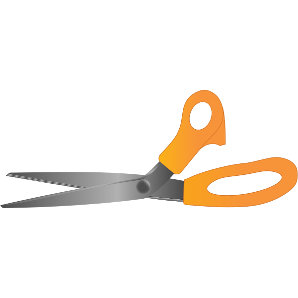 SVG Vector illustration of pair of open orange scissors