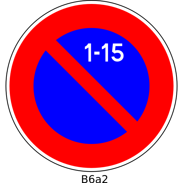 SVG Vector illustration of parking prohibited from 1st to 15th of month French road sign