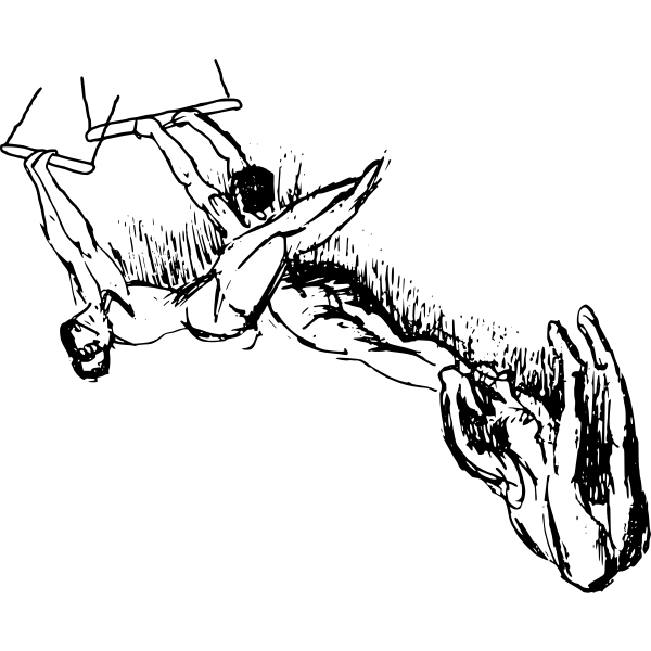 SVG Vector illustration of pencil sketch of trapeze artists performing