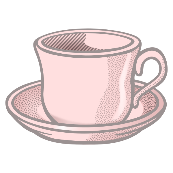 SVG Vector illustration of pink wavy tea cup on saucer