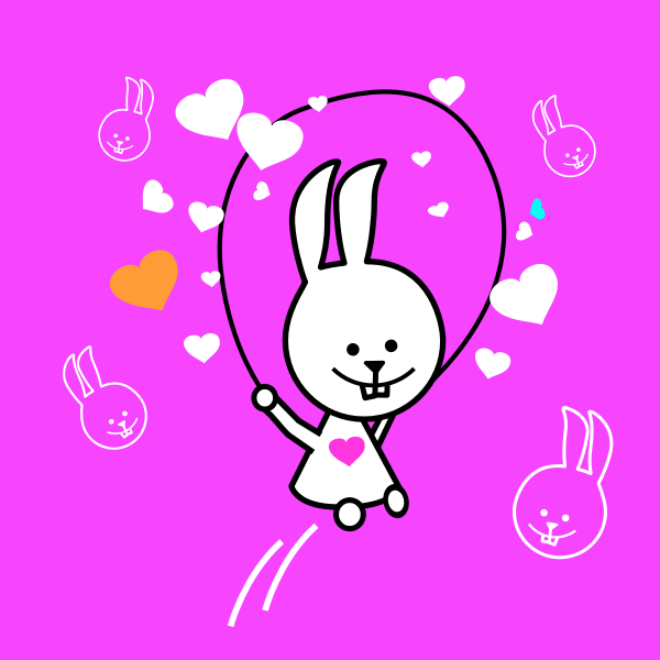 SVG Vector illustration of rabbits and hearts