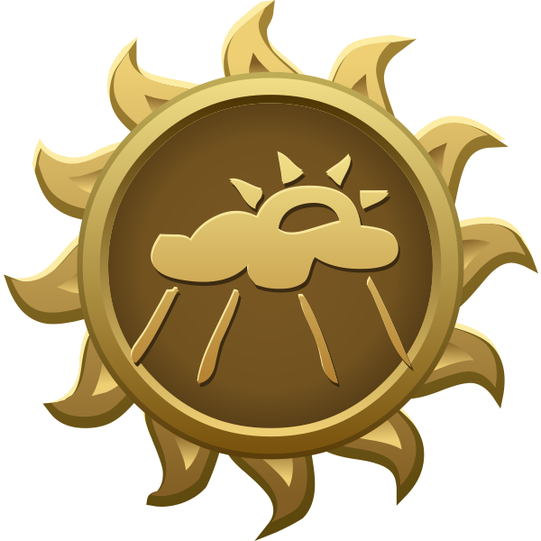 SVG Vector illustration of rainy day sun shaped emblem