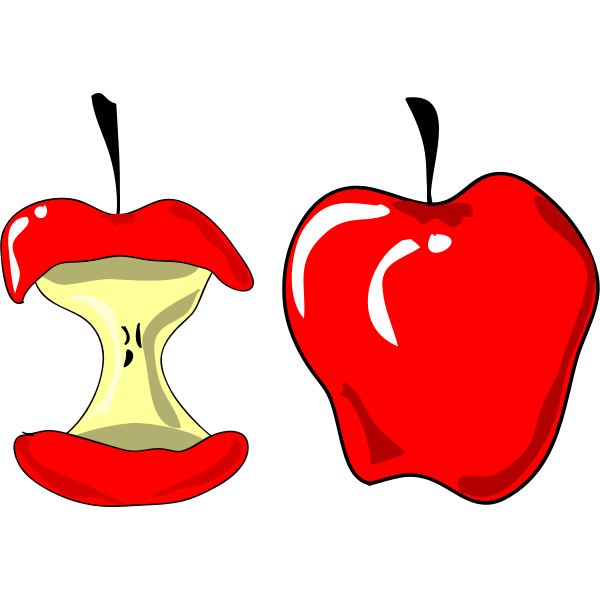 SVG Vector illustration of red apple and apple cut in a half