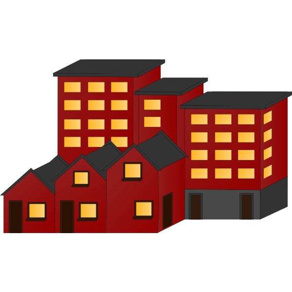 SVG Vector illustration of red block of houses and flats