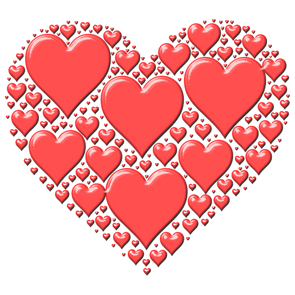 SVG Vector illustration of red heart made out of many small hearts