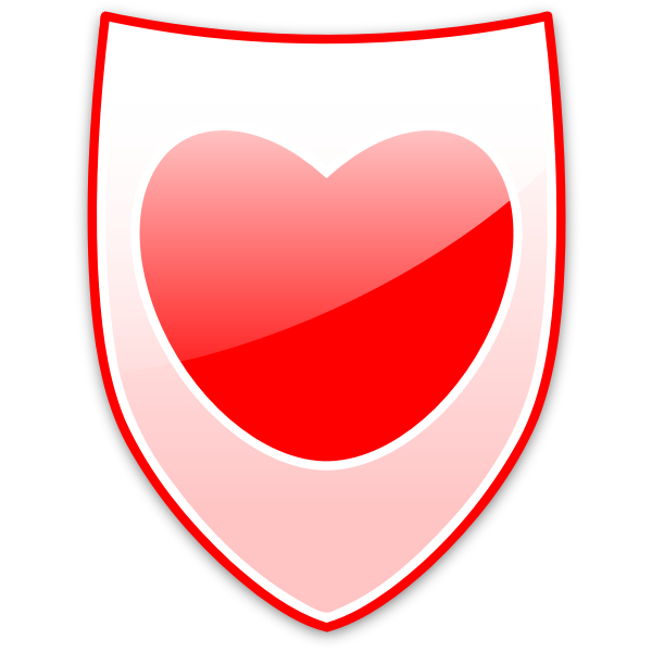 SVG Vector illustration of red heart on a shield