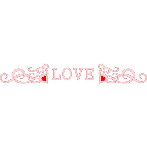 SVG Vector illustration of red hearts and word LOVE
