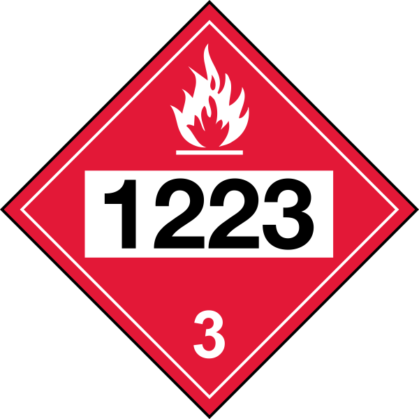 SVG Vector illustration of red sign with UN 1223 code for kerosene