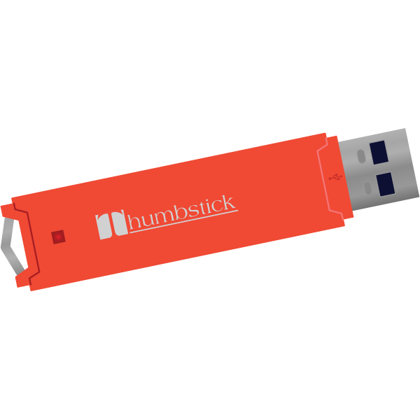 SVG Vector illustration of red USB memory stick with strap holder