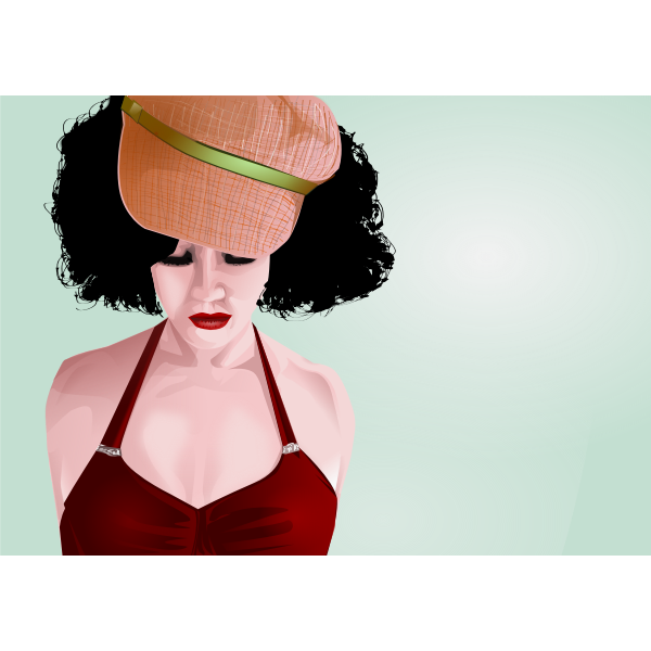 SVG Vector illustration of sad woman in a sleeveless dress