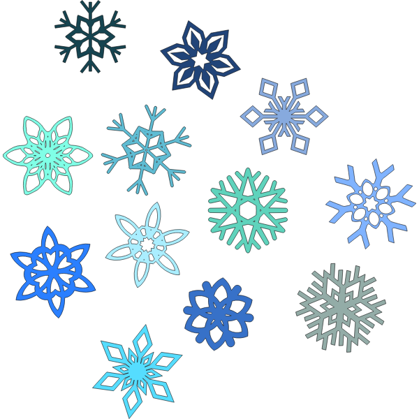 SVG Vector illustration of selection of snowflakes