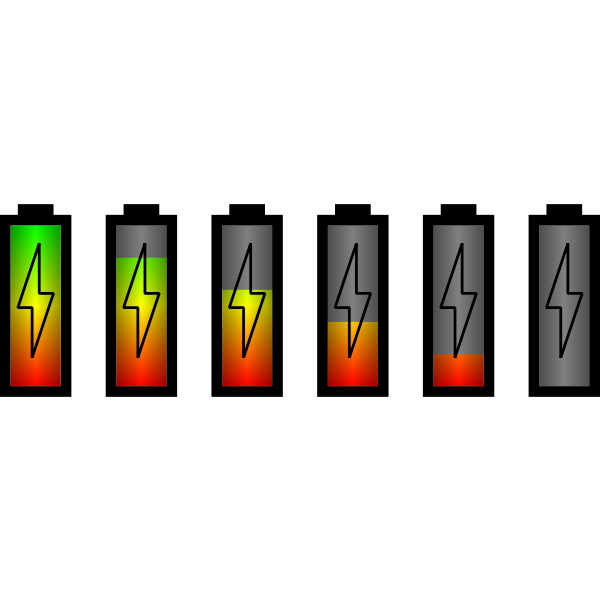 SVG Vector illustration of set of different battery level status icons