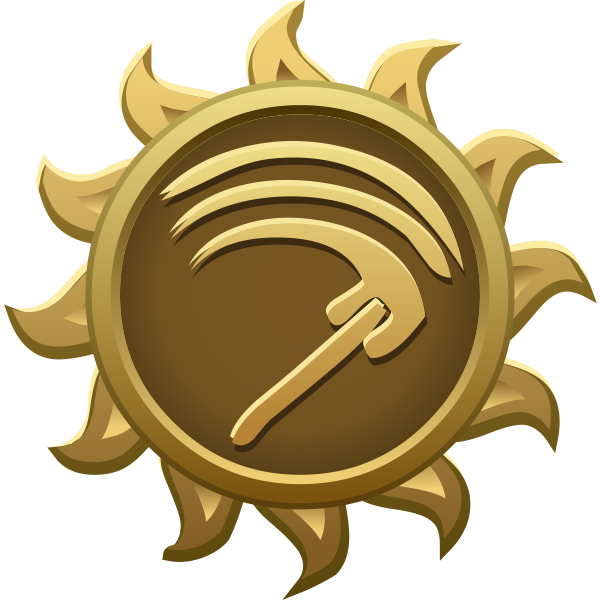 SVG Vector illustration of sickle on sun shaped emblem