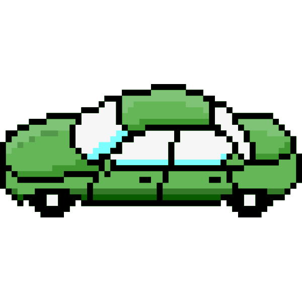 SVG Vector illustration of side view of green car pixel art