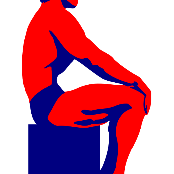 SVG Vector illustration of sitting red and blue bodybuilder man