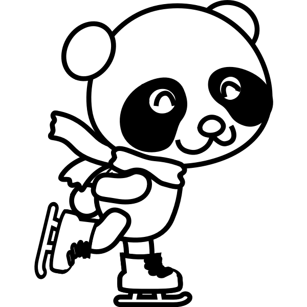 SVG Vector illustration of skating panda coloring page