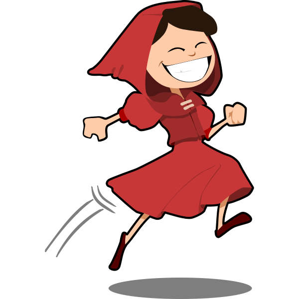 SVG Vector illustration of smiling girl in red dress