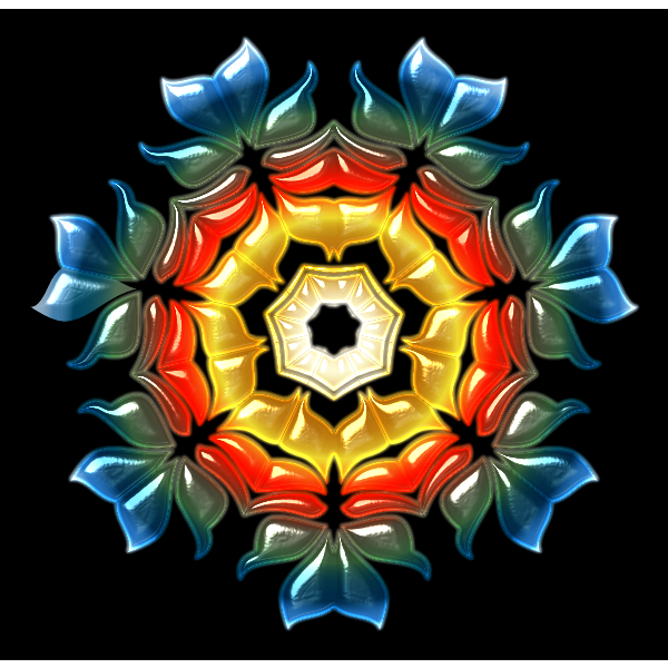 SVG Vector illustration of star bud abstract flower on black background