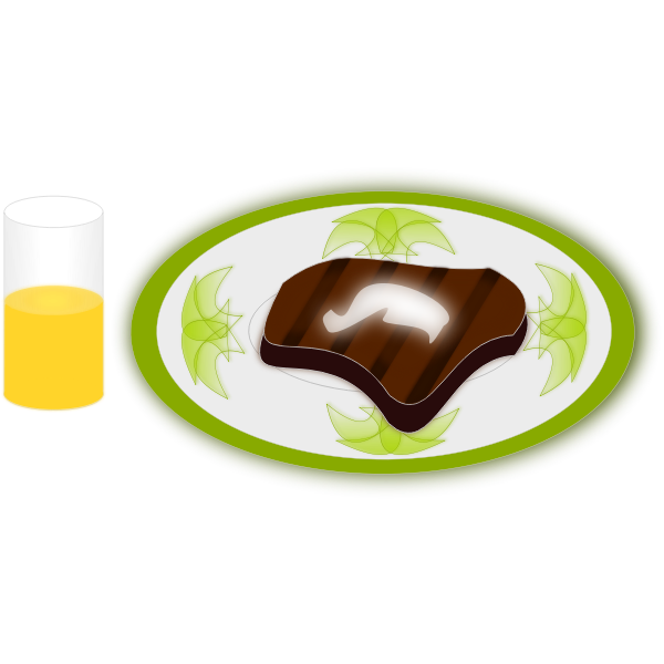 SVG Vector illustration of steak and orange juice meal