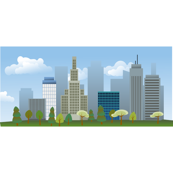SVG Vector illustration of sunny day in the city