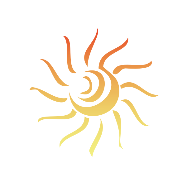 SVG Vector illustration of swirling daytime sun
