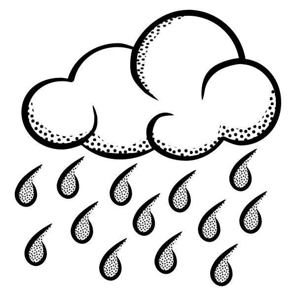 SVG Vector illustration of think line art rainy cloud