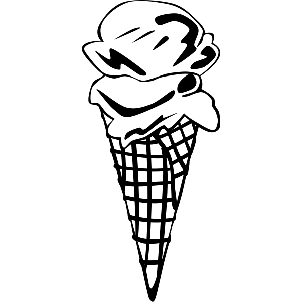 SVG Vector illustration of three ice cream scoops in a cone