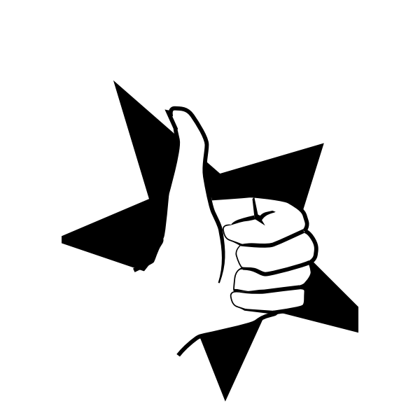 SVG Vector illustration of thumb-up over a star