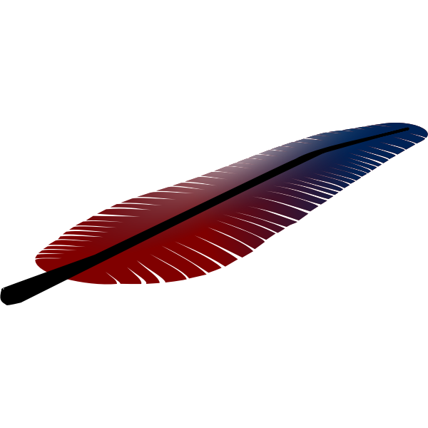 SVG Vector illustration of tilted red and blue feather