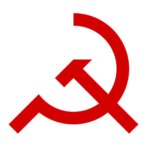SVG Vector illustration of tilted sickle and hammer red sign